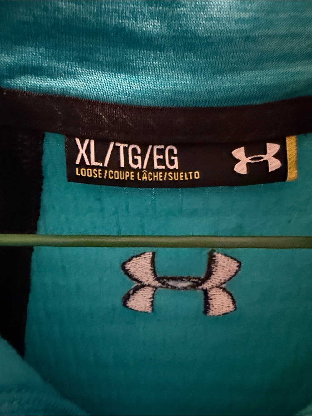 Under Armour Men’s Aqua Quarter-Zip Pullover with Black Accents - Picture 3 of 4